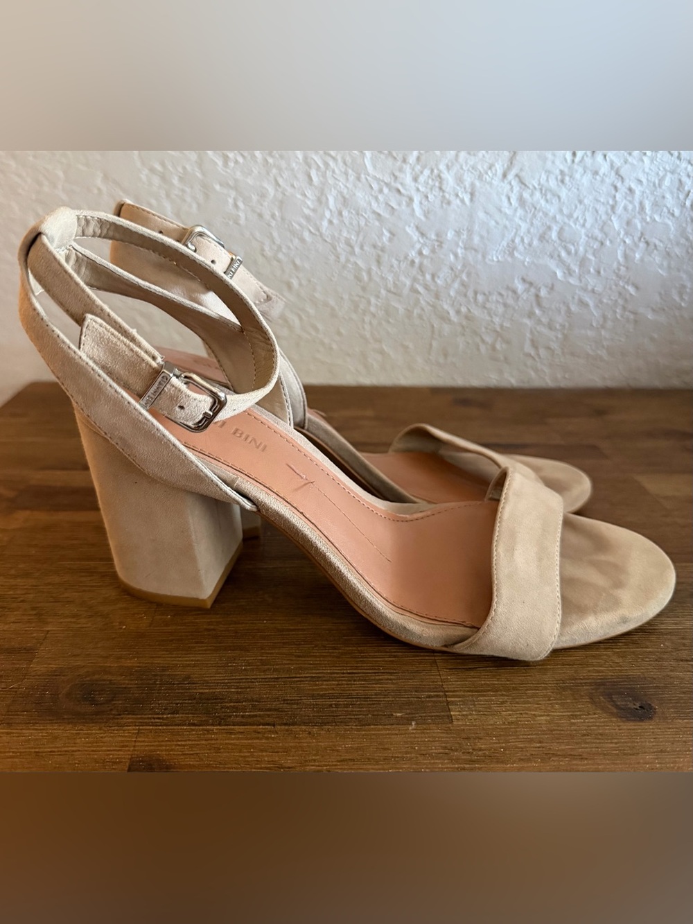 Gianni Binni Beige Block Heel Ankle-Strap Sandals - Women